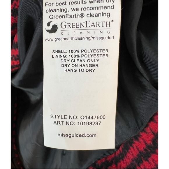 Missguided Houndstooth Boyfriend  Blazer Coat red black Size 2 oversized NWT - Picture 11 of 14